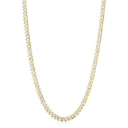 Bids.com 14k Yellow Gold White Pave High Polish Modern Lite Miami Cuban Chain (6.5mm) Necklaces