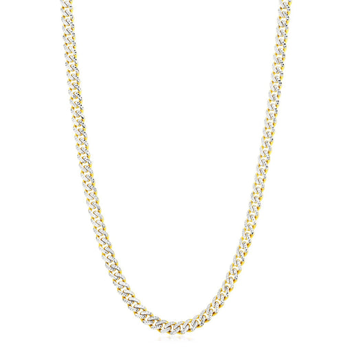 Bids.com 14k Yellow Gold White Pave High Polish Modern Lite Miami Cuban Chain (6.5mm) Necklaces