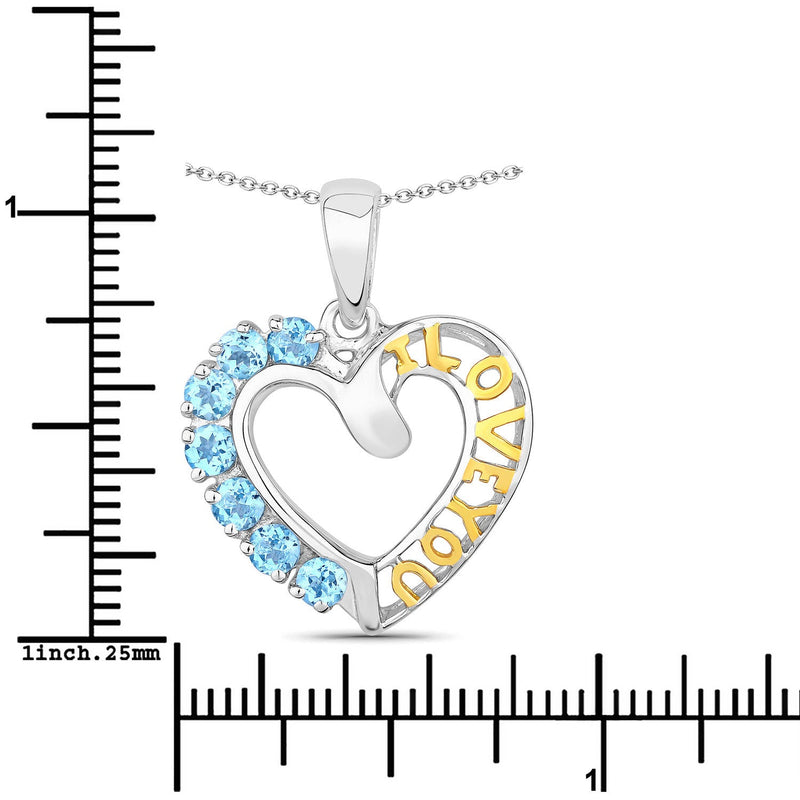 Bids.com 0.84 Carat Genuine Swiss Blue Topaz .925 Sterling Silver Pendant Pendants