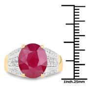 Bids.com 14K Yellow Gold Plated 5.49 Carat Glass Filled Ruby and White Topaz .925 Sterling Silver Ring Rings
