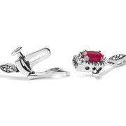 Bids.com 10K White Gold 4.5mm x 3mm Oval Ruby and Diamond Link Bracelet (H-I Color, SI1-SI2 Clarity)  - Size 7" Bracelets