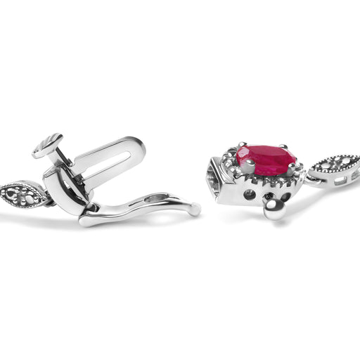 Bids.com 10K White Gold 4.5mm x 3mm Oval Ruby and Diamond Link Bracelet (H-I Color, SI1-SI2 Clarity)  - Size 7" Bracelets