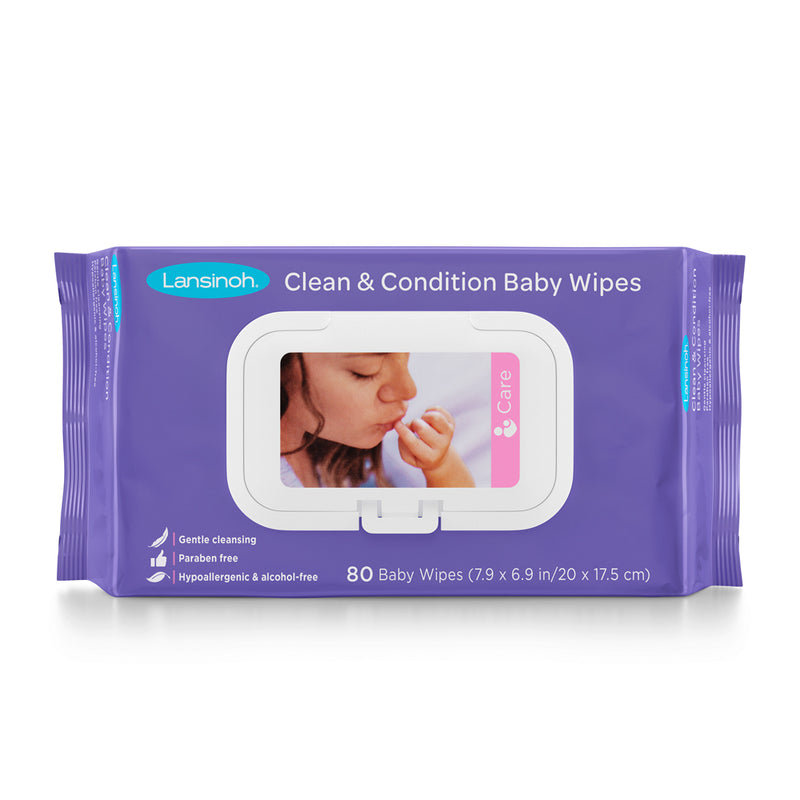 Lansinoh Lansinoh Clean & Condition Baby Wipes, 80 Wipes Baby Wipes Slate Blue