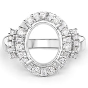 Bids.com 0.83 Carat Genuine White Diamond 14K White Gold Semi Mount Ring - holds 11x9mm Oval Gemstone Rings