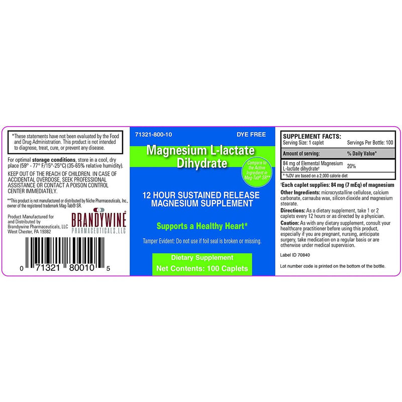 Brandywine Brandywine Magnesium L-lactate Dihydrate Vitamins & Supplements