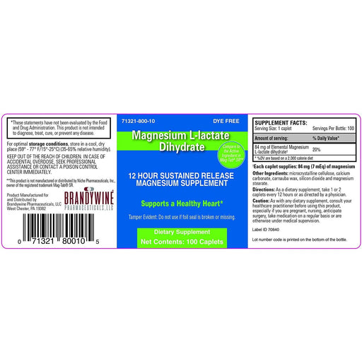 Brandywine Brandywine Magnesium L-lactate Dihydrate Vitamins & Supplements Gray