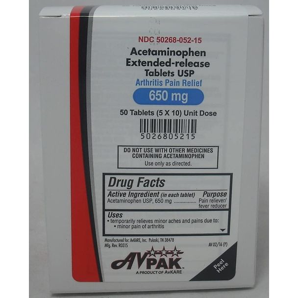 AvPak AvPak Acetaminophen Extended-release Tablets Medicine Cabinets