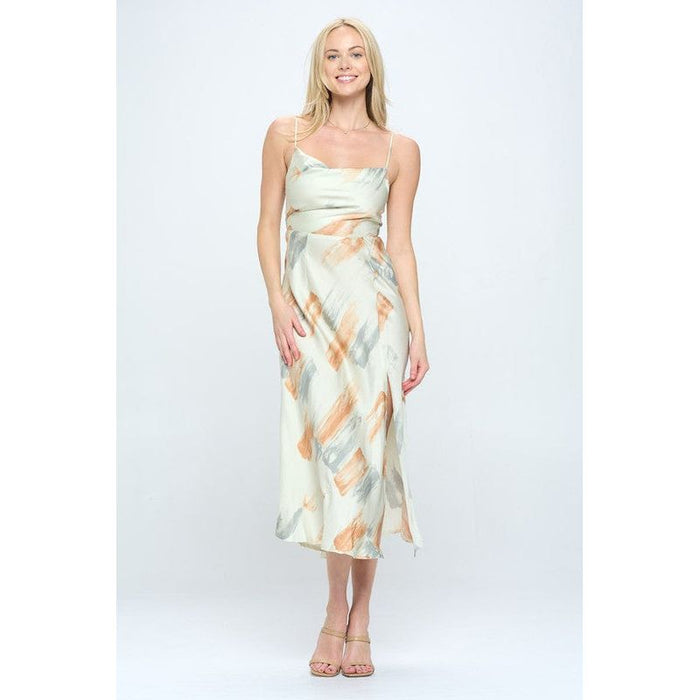 Paint Stroke Midi Slip Dress