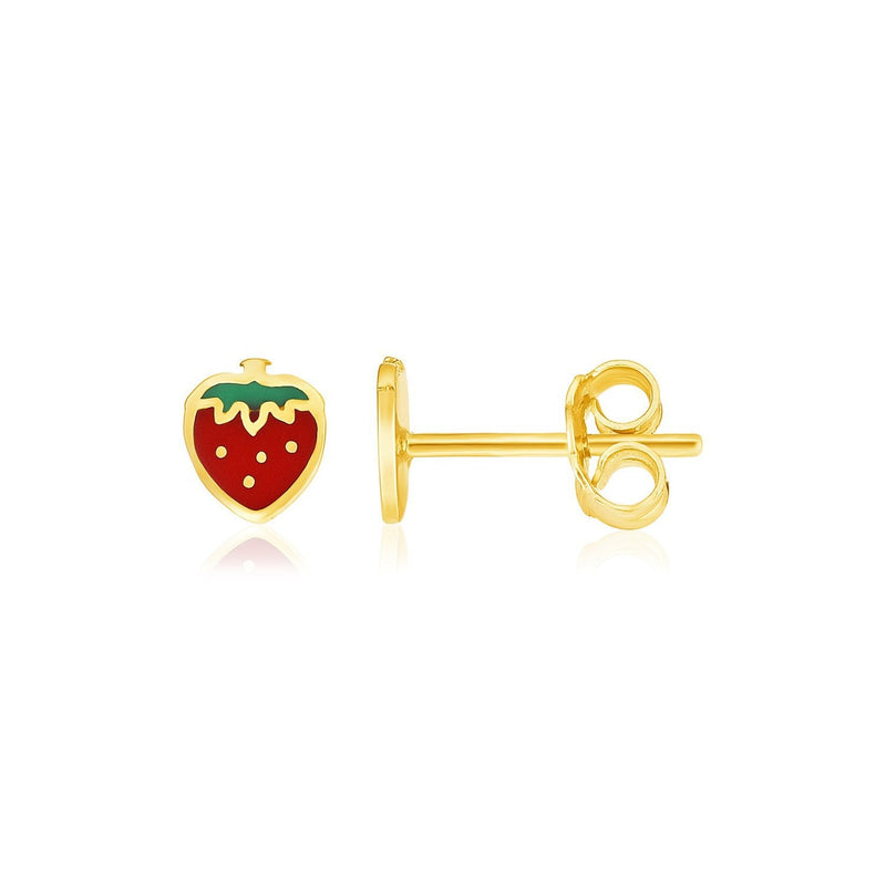 Bids.com 14k Yellow Gold Enameled Strawberry Childrens Earrings Earrings