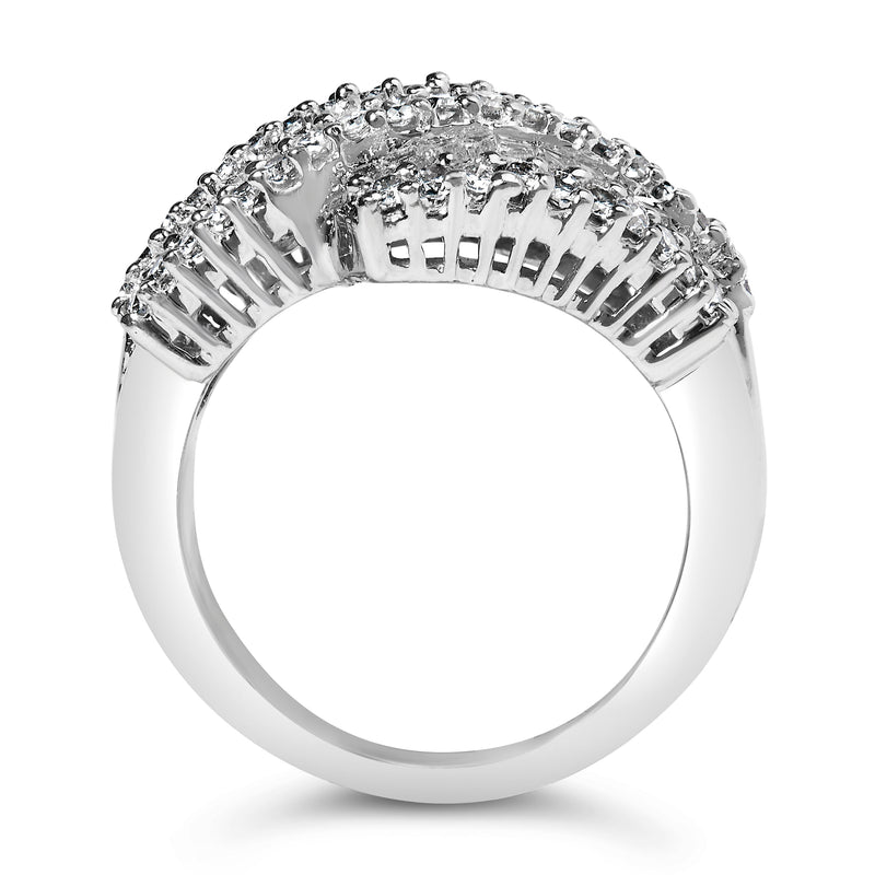 Bids.com 14K White Gold Diamond Cocktail Ring Band (1 3/4 Cttw, H-I Color, SI2-I1 Clarity) - Size 6-1/2 Rings