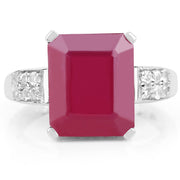 Bids.com 7.26 Carat Glass Filled Ruby and White Topaz .925 Sterling Silver Ring Rings