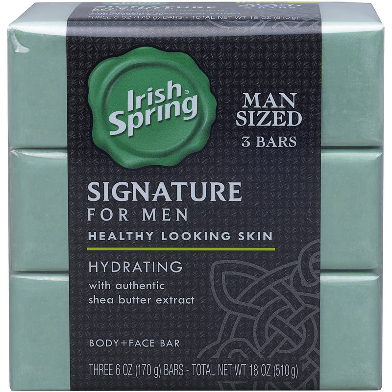 Irish Spring Irish Spring Signature For Men Body + Face Bar, Hydrating, Man Sized Body Wash Light Slate Gray