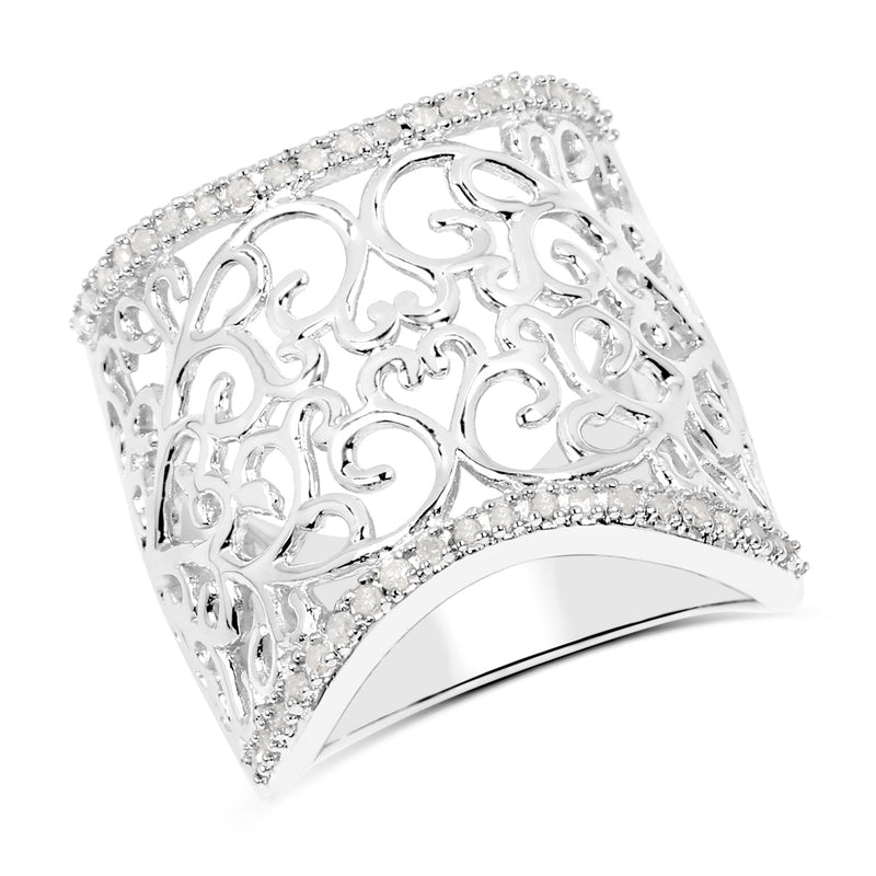 Bids.com 0.25 Carat Genuine White Diamond .925 Sterling Silver Ring Rings