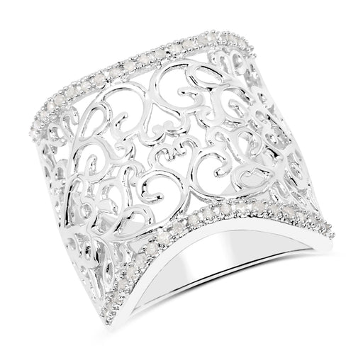 Bids.com 0.25 Carat Genuine White Diamond .925 Sterling Silver Ring Rings
