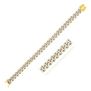 Bids.com 14k Two Tone Gold 8 1/4 inch Curb Chain Bracelet with White Pave Bracelets