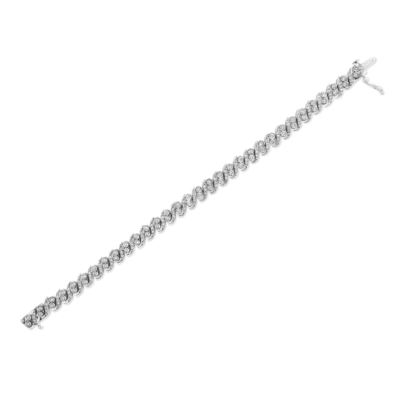 Bids.com .925 Sterling Silver 2.0 Cttw Round-Cut Diamond "S" Link Bracelet (I-J Color, I3 Clarity) - 7.25" Bracelets