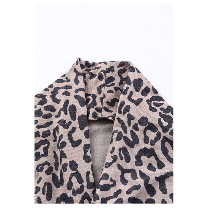 Leopard Open Front Long Sleeve Cover-Up