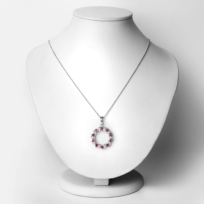 Bids.com 1.30 Carat Genuine Pink Tourmaline and White Topaz .925 Sterling Silver Pendant Pendants