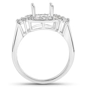 Bids.com 0.73 Carat Genuine White Diamond 14K White Gold Semi Mount Ring - holds 8x8mm Cushion Gemstone Rings
