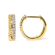 Bids.com 10K Yellow Gold 1/10 Cttw Diamond and Rope Twist Huggy Hoop Earrings (H-I Color, I1-I2 Clarity) Earrings