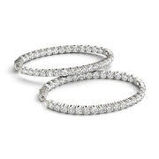 Bids.com Oval Shape Two Sided Diamond Hoop Earrings in 14k White Gold (2 cttw) Earrings
