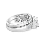Bids.com Sterling Silver 1.0 Cttw Diamond Composite Head Bridal Engagement Ring Set Rings