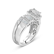 Bids.com Sterling Silver 1.0 Cttw Diamond Composite Head Bridal Engagement Ring Set Rings