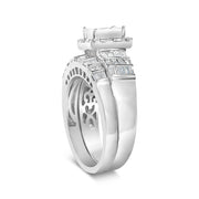 Bids.com Sterling Silver 1.0 Cttw Diamond Composite Head Bridal Engagement Ring Set Rings