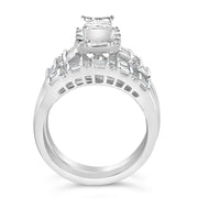 Bids.com Sterling Silver 1.0 Cttw Diamond Composite Head Bridal Engagement Ring Set Rings