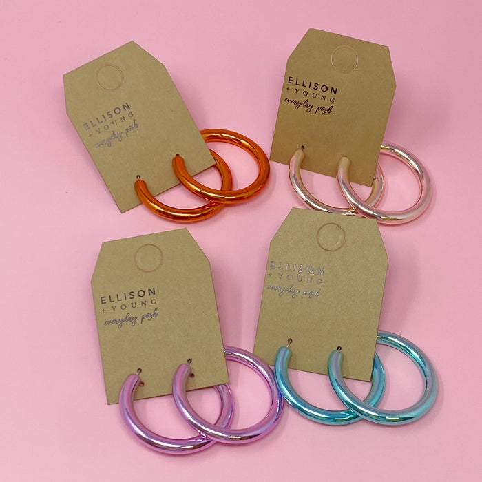 Colored Tube Hoop Earrings