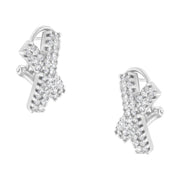 Bids.com 14K White Gold 2.0 Cttw Round-Brilliant Cut Diamond Domed X Shaped Omega Back Stud Earrings (H-I Color, I1-I2 Clarity) Earrings