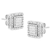 Bids.com 10K White Gold 1/2 cttw Invisible Set Princess-Cut Diamond Square Stud Earring (I-J Color, I1-I2 Clarity) Earrings