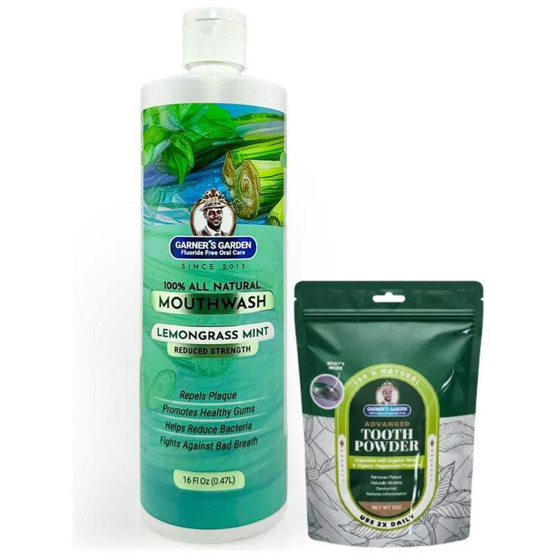 Garner's Garden Natural Mouthwash and Tooth Powder | H2O2 | Antibacterial Fluoride-Free Mouthwash