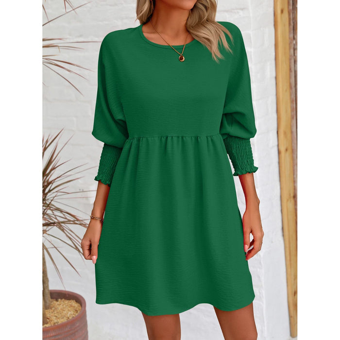 Round Neck Lantern Sleeve Mini Dress