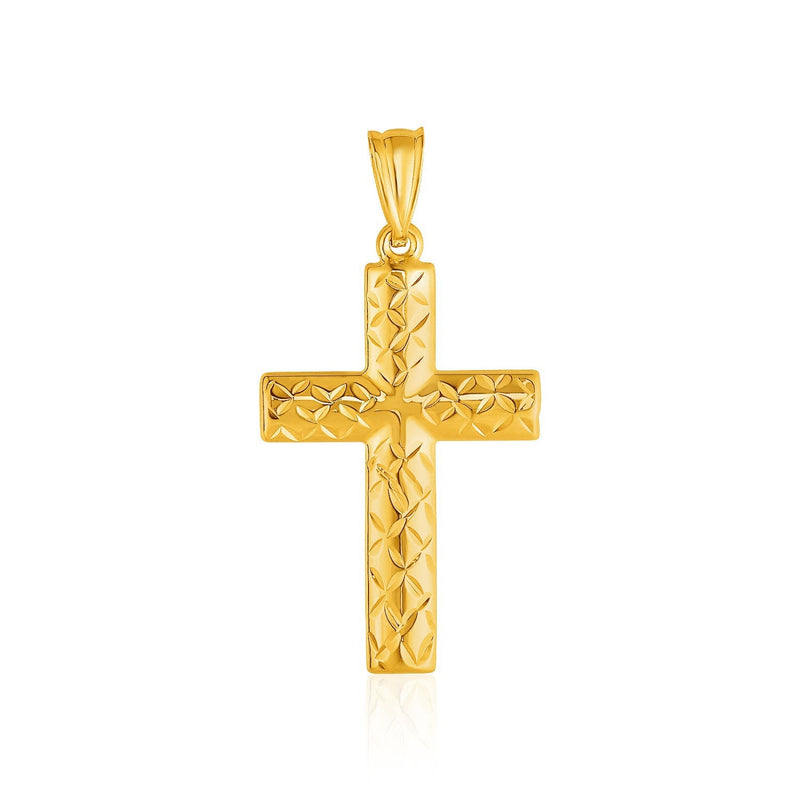 Bids.com 14k Yellow Gold Reversible Textured Cross Pendant Pendants