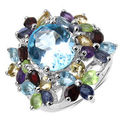 Bids.com 10.34 Carat Genuine Multi Stone .925 Sterling Silver Ring Rings