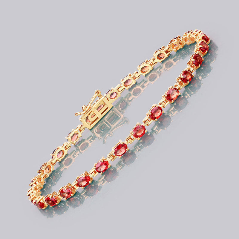Bids.com 7.00 Carat Genuine Orange Sapphire 14K Yellow Gold Bracelet Bracelets