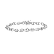 Bids.com .925 Sterling Silver 1/10 Cttw Miracle-Set Diamond Pear Shape and Bezel Link Bracelet (I-J Color, I3 Clarity) - 7.25" Bracelets