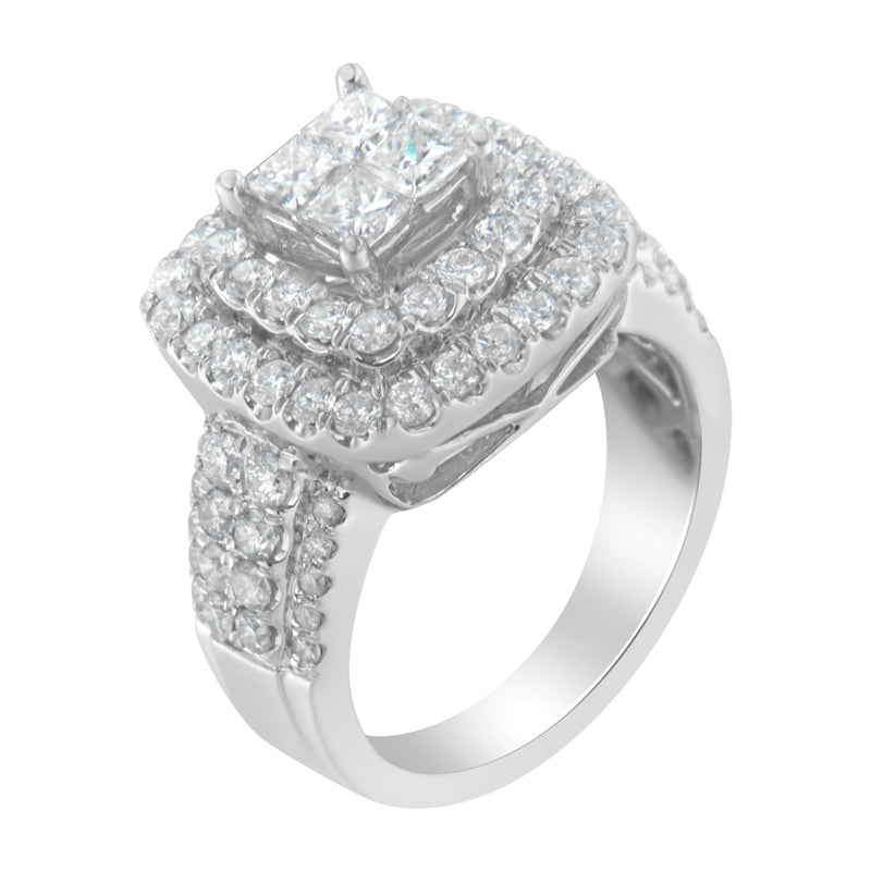 Bids.com 14KT White Gold Round and Princess Diamond Ring (2 1/4 cttw, H-I Color, SI1-SI2 Clarity) Rings