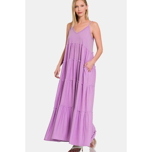 Frill Tiered V-Neck Maxi Cami Dress