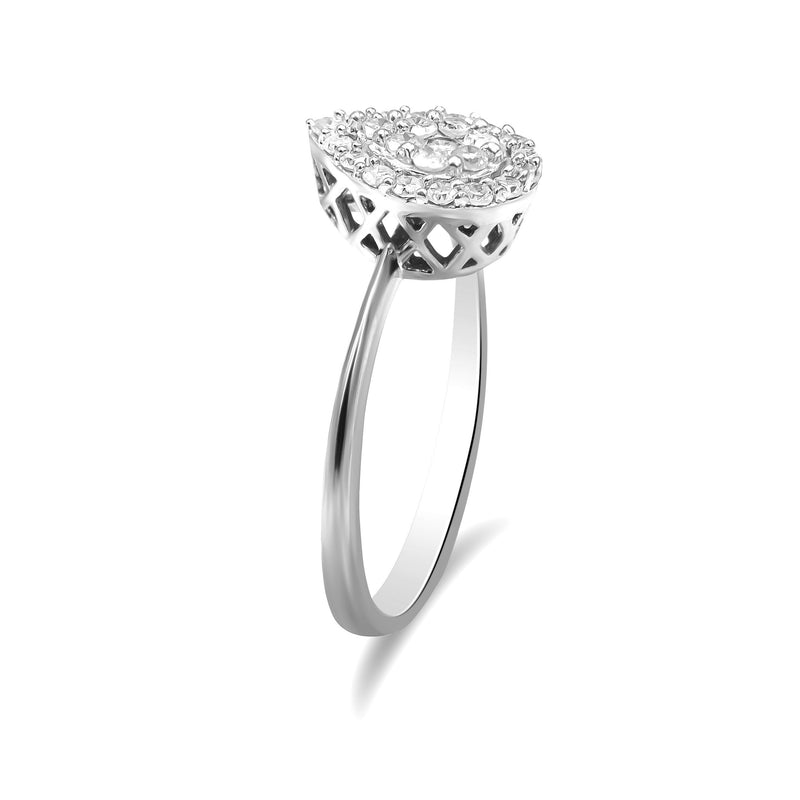 Bids.com 10K White Gold 3/8 Cttw Round-Cut Lab Grown Diamond Cluster Pear Promise Ring (G-H Color, VS2-SI1 Clarity) - Size 7 Rings