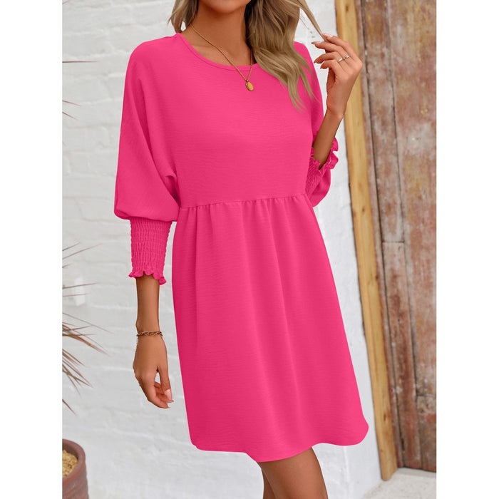 Round Neck Lantern Sleeve Mini Dress