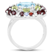 Bids.com 5.43 Carat Genuine Multi Stone .925 Sterling Silver Ring Rings