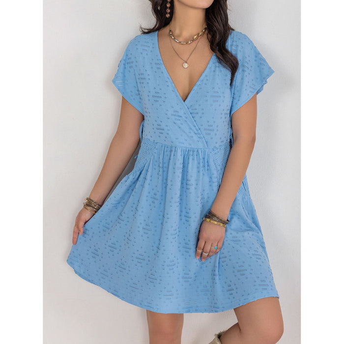 Cutout Surplice Short Sleeve Dress