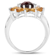Bids.com 5.50 Carat Genuine Garnet and Citrine .925 Sterling Silver Ring Rings
