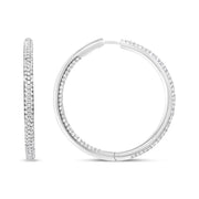 Bids.com 18K White Gold 2.00 Cttw Round-Cut Diamond Inner-Outer Hoop Earrings (F-G Color, VS1-VS2 Clarity) Earrings