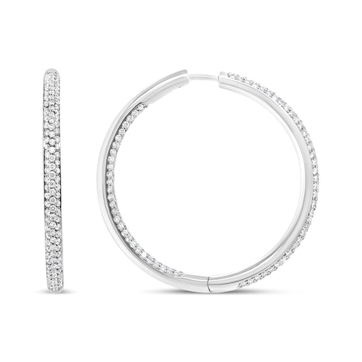 Bids.com 18K White Gold 2.00 Cttw Round-Cut Diamond Inner-Outer Hoop Earrings (F-G Color, VS1-VS2 Clarity) Earrings
