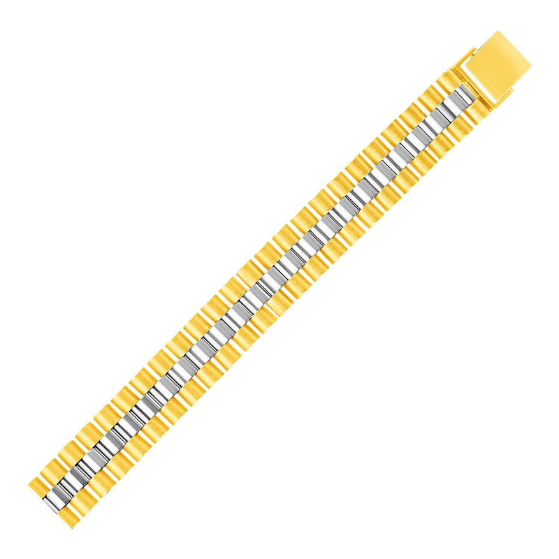 Bids.com 14k Two Tone Gold Mens Panther Link Bracelet Bracelets