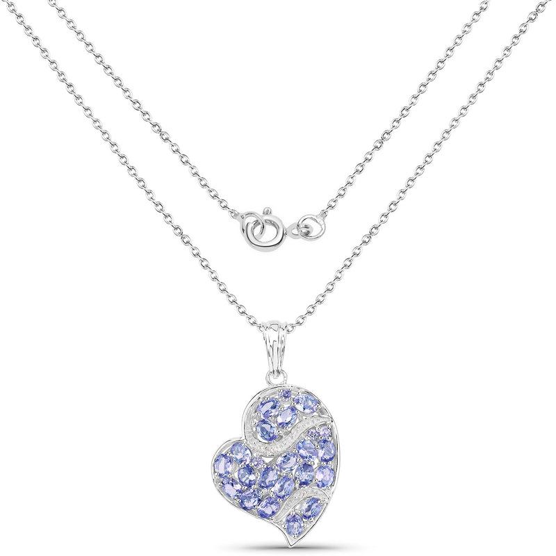 Bids.com 3.40 Carat Genuine Tanzanite and White Topaz .925 Sterling Silver Pendant Pendants
