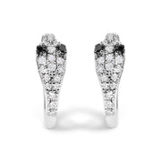 Bids.com 10K White Gold 1/5 Cttw Diamond Snake Eyes Huggy Hoop Earrings Earrings